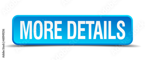 more details blue 3d realistic square isolated button