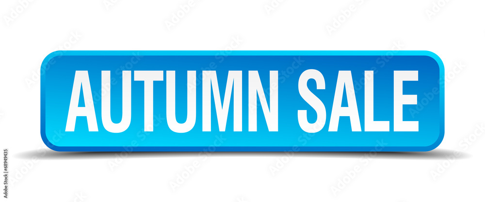 autumn sale blue 3d realistic square isolated button autumn sale blue 3d realistic square isolated button