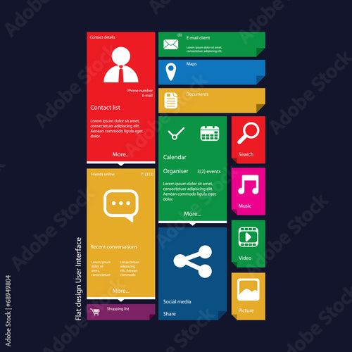 Flat design icons graphic user interface
