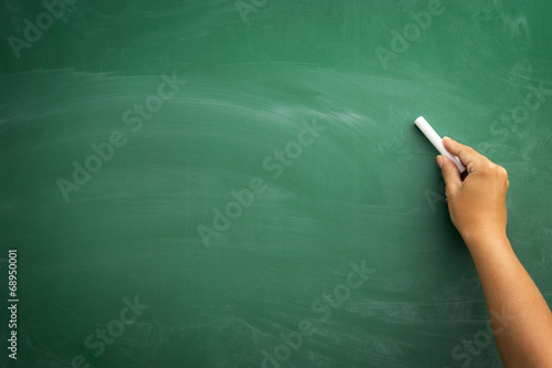 Hand writing on a blackboard