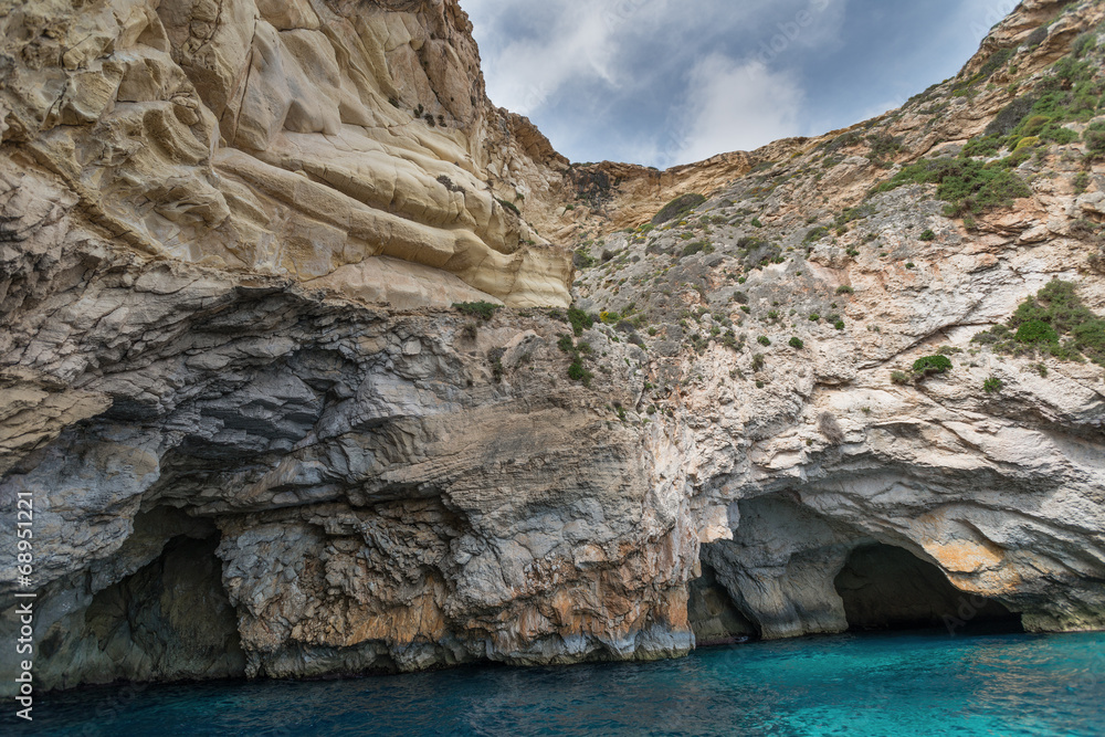 Caves and cliffs at the coast of Gozo Island