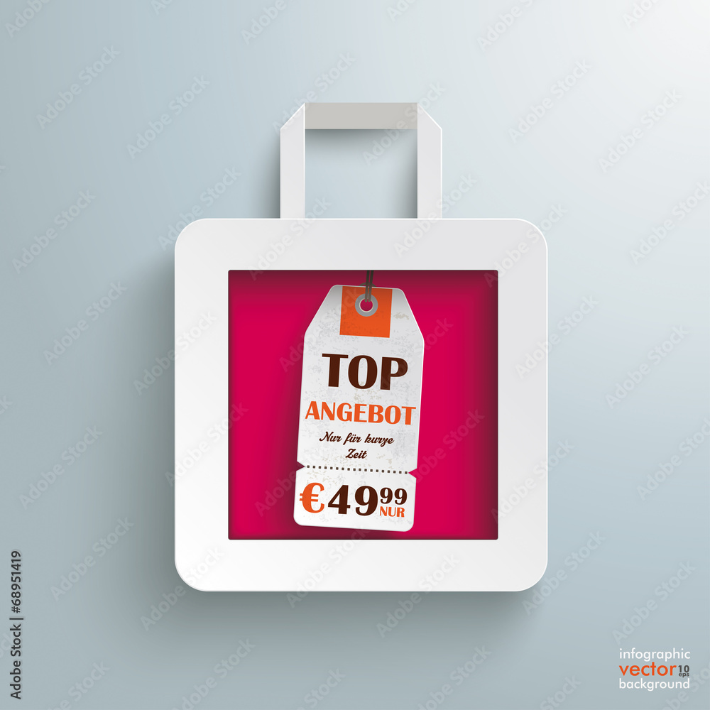 Naklejka premium White Paper Shopping Bag Price Sticker