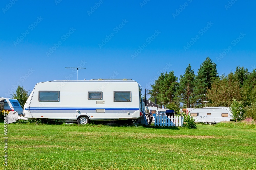 Camping with caravans in nature park