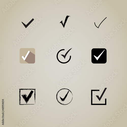 tick mark or right sign collection  icons set.