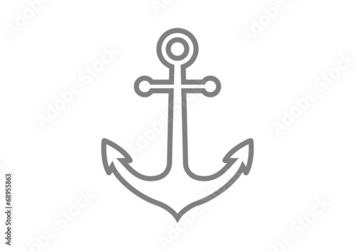 Grey anchor icon on white background