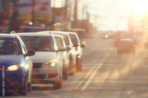 traffic jams in the city, road, rush hour