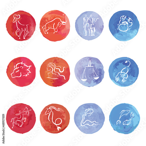 Watercolor Zodiac set.