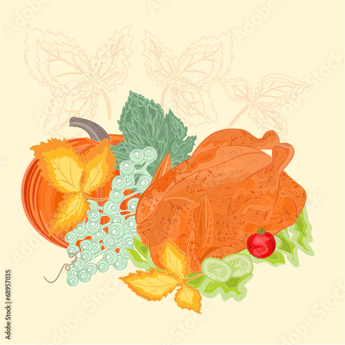 Rood christmas thanksgiving engraving vintage vector