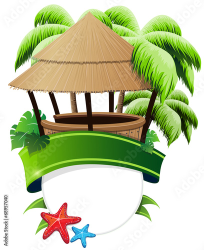 Bungalow bar and palm trees