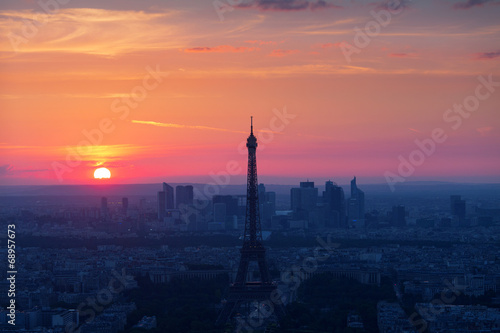 Paris view from above from Montparnasse Tower at sunset © danmir12