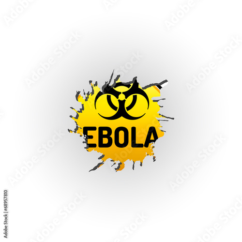 Ebola virus biohazard warning sign behind the hole on the wall -