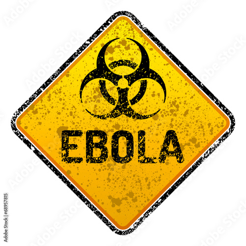 Grunge Ebola virus biohazard warning sign - isolated vector