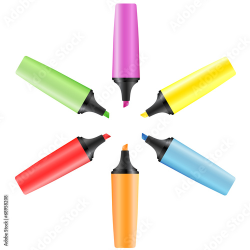 Set of realistic colored markers