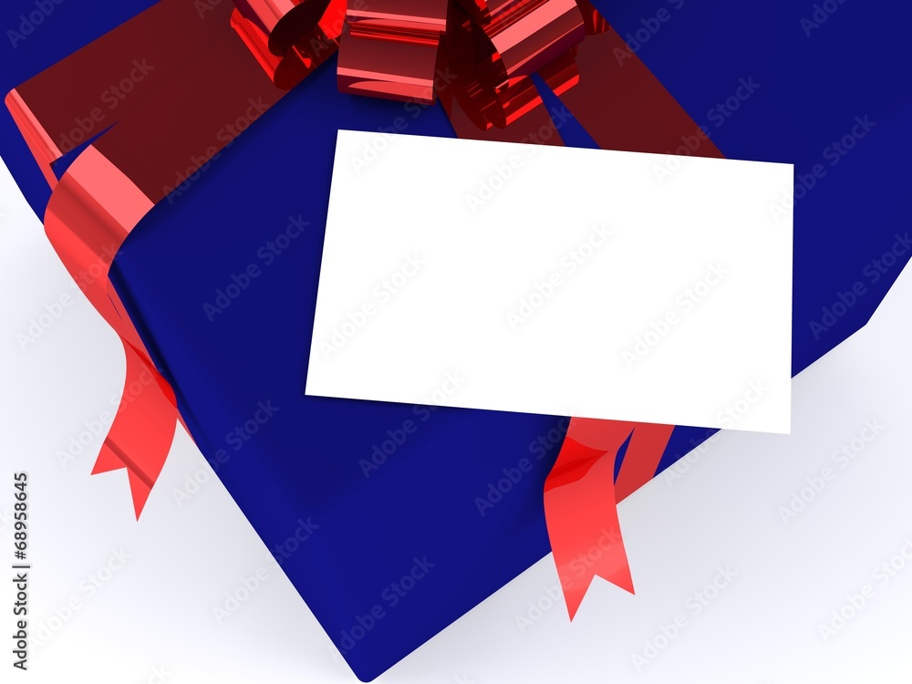 blue gift box with red ribbon and gift card blue gift box with red ribbon and gift card