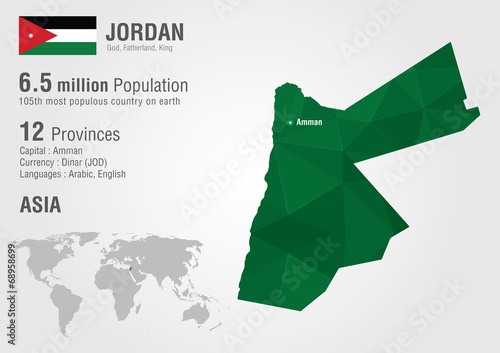 Jordan world map with a pixel diamond texture.