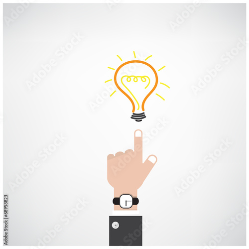 businessman hand with doodle light bulb sign