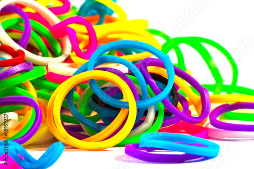 close up of colorful elastic loom bands color full