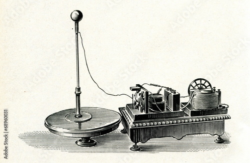 Popov's radio receiver (1895) Stock Illustration | Adobe Stock