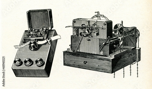 Wheatstone telegraph perforator and and receiver, 1858 photo