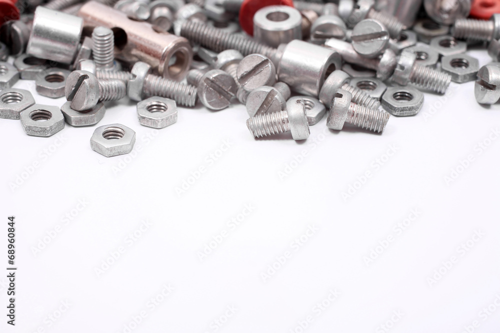 Bolts and Nuts isolated on white background Bolts and Nuts isolated on white background