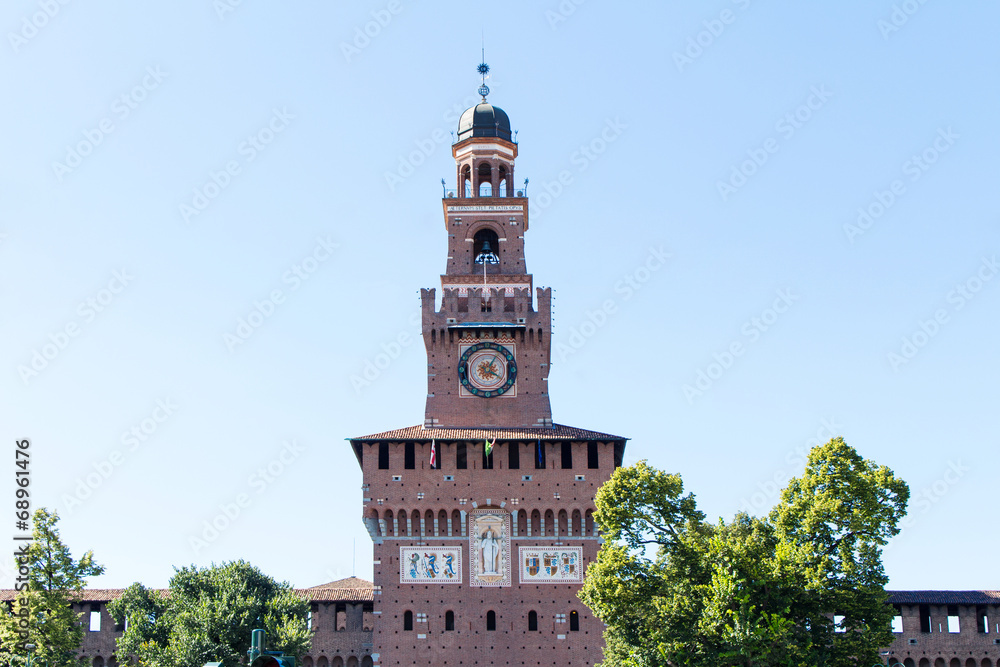Sforzesco Castle,Castello Sforzeso in Milan,Italy.landmark.