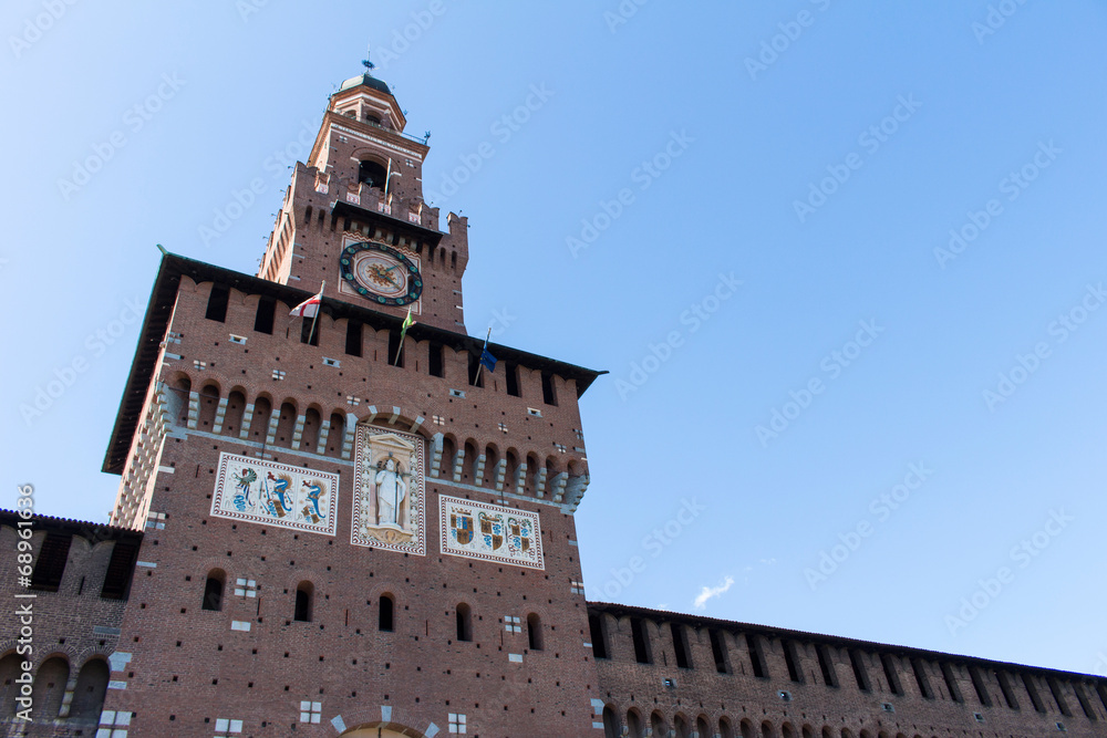 Sforzesco Castle,Castello Sforzeso in Milan,Italy.landmark.