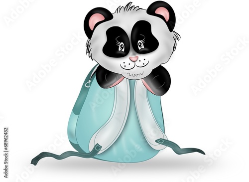 Fototapeta Naklejka Na Ścianę i Meble -  Panda in blue rucksack