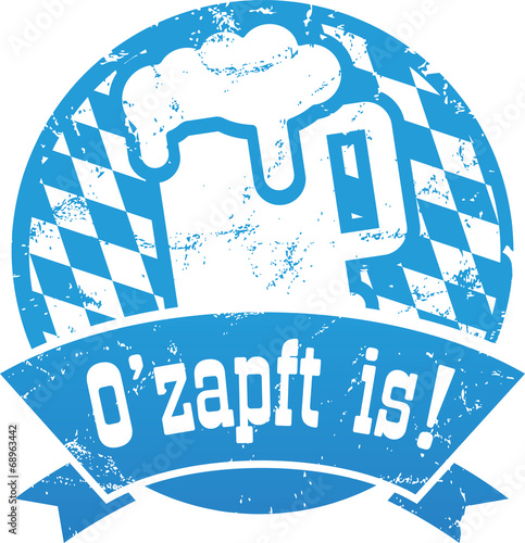 Button Ozapft is blau mit Rauten zerkratzt