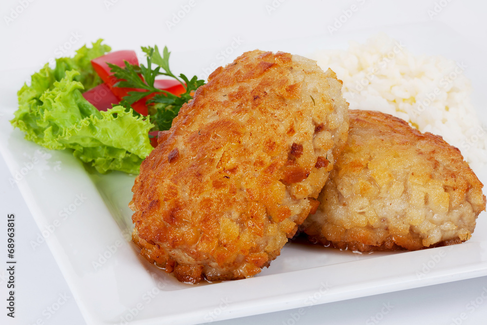 cutlets with salad cutlets with salad