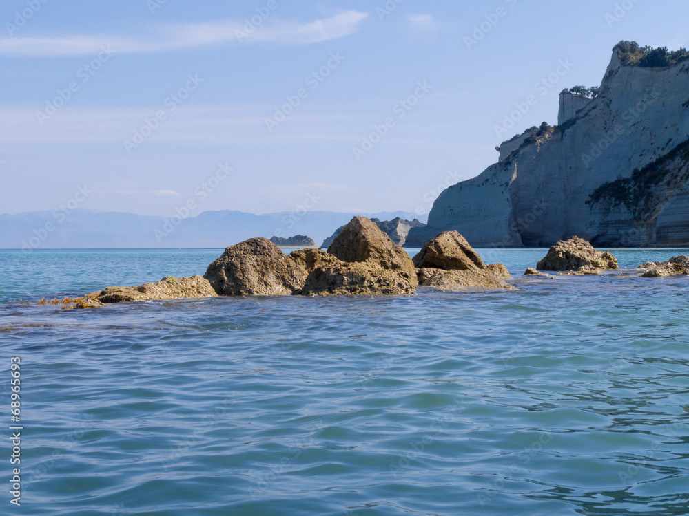 Rocks outside the Corfu ocean shore