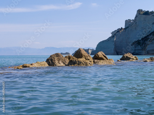 Rocks outside the Corfu ocean shore © nielskliim