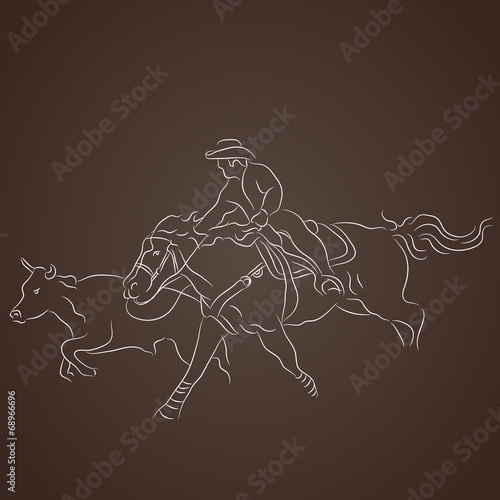 Cowboy Catching Cattle