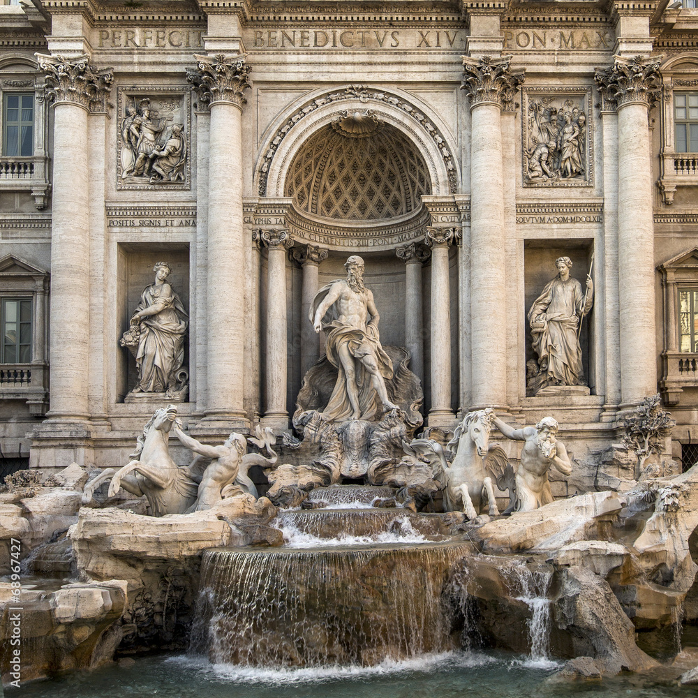 low central view to fountain Trevi low central view to fountain Trevi