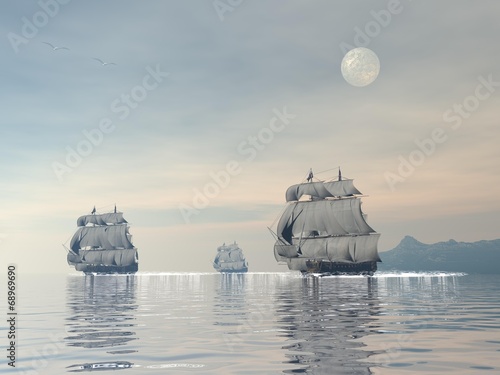 Old ships - 3D render