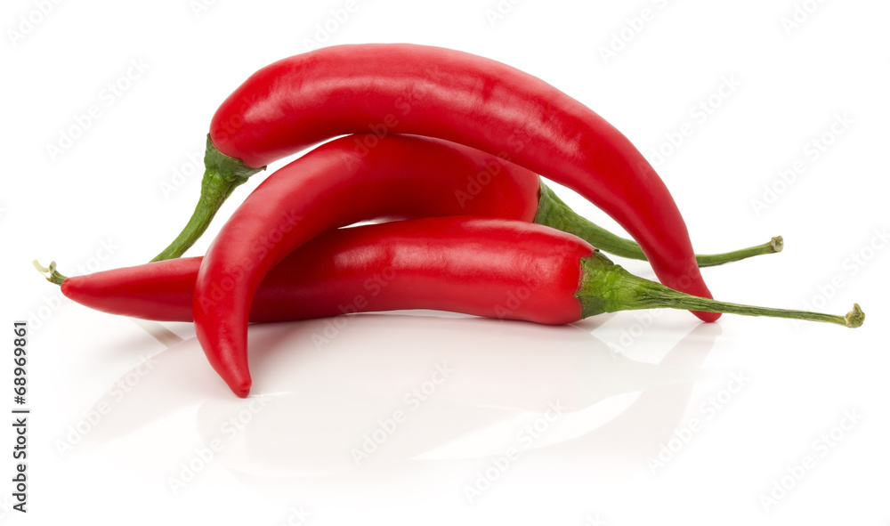 red chilly peppers isolated on the white background