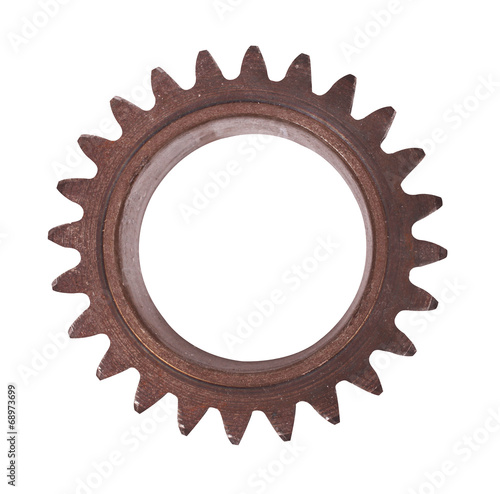 Steel cogwheel isolated on white background