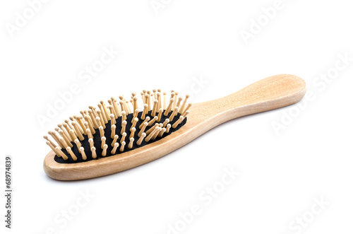 Wood comb isolated white background