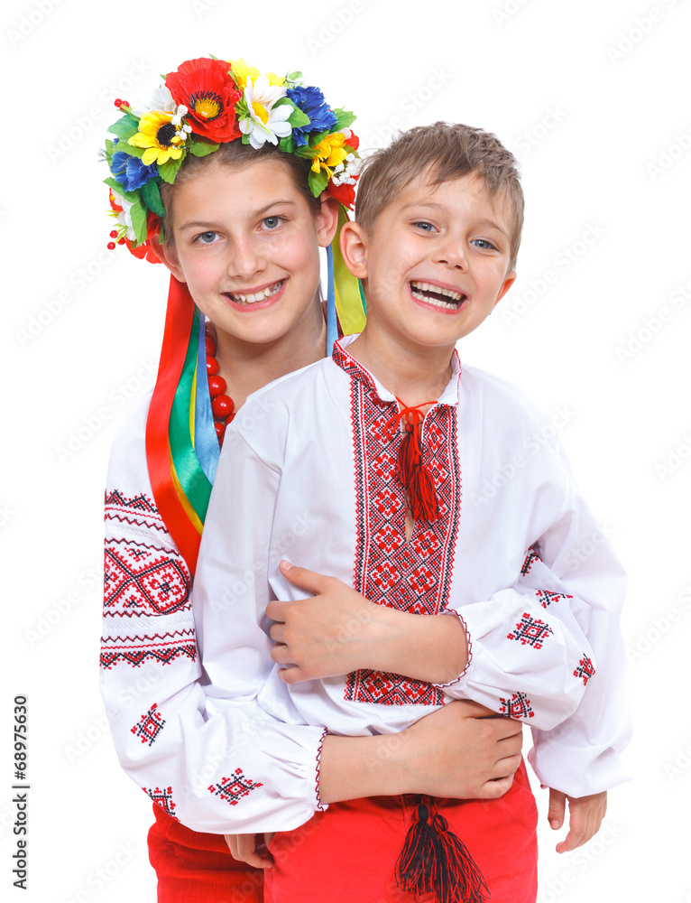 Girl and boy in the national Ukrainian costume Girl and boy in the national Ukrainian costume