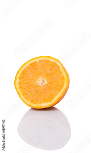 Orange fruits over white background