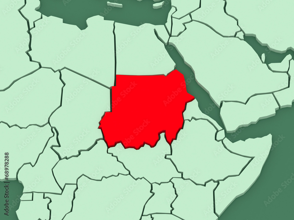 Fototapeta premium Map of worlds. Sudan.