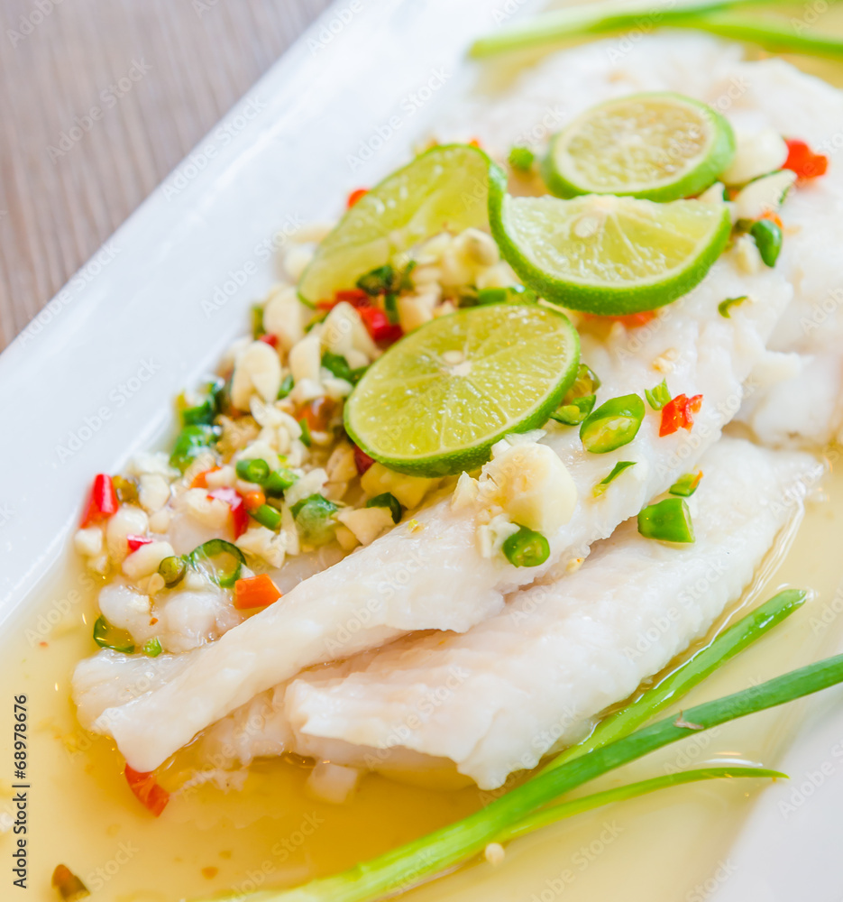 Steamed basa fish