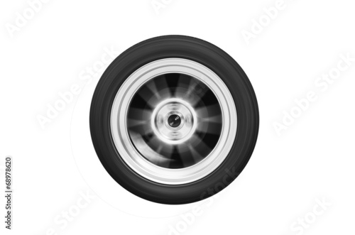 The wheel spinning isolated on white background