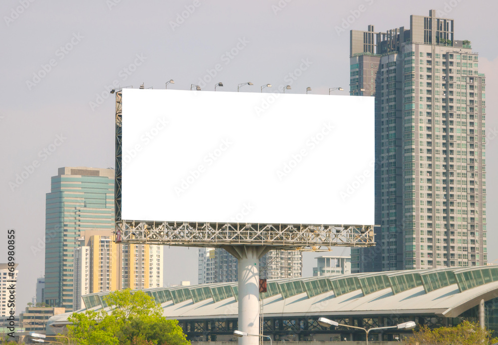 Obraz premium large blank billboard with city view background