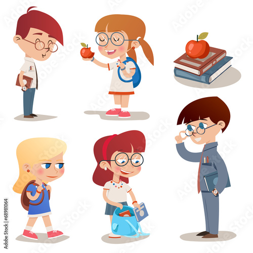 Vintage Style Characters School Children Set