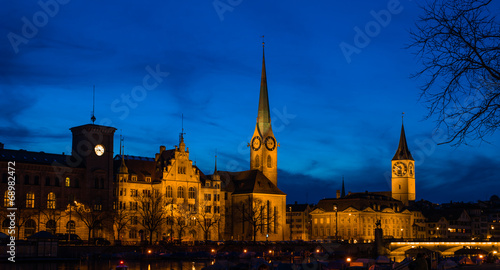 Cityscape of Clock Tower in Zurich, Switzerland