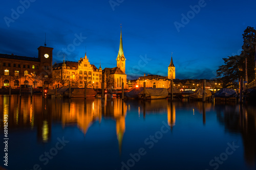 Cityscape of Clock Tower in Zurich, Switzerland