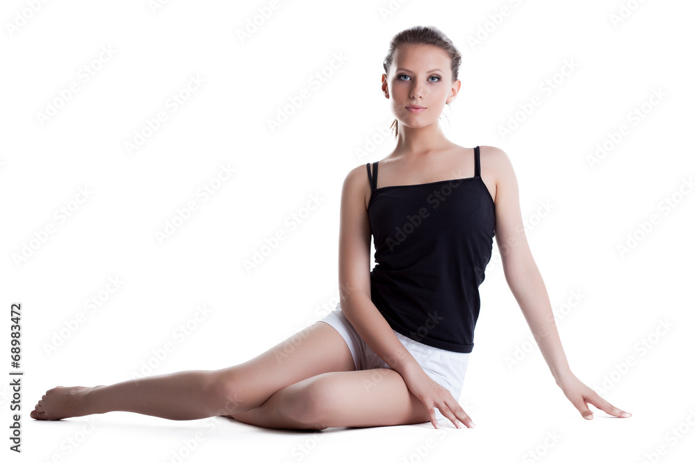 Cute girl in casual clothes, isolated on white Cute girl in casual clothes, isolated on white