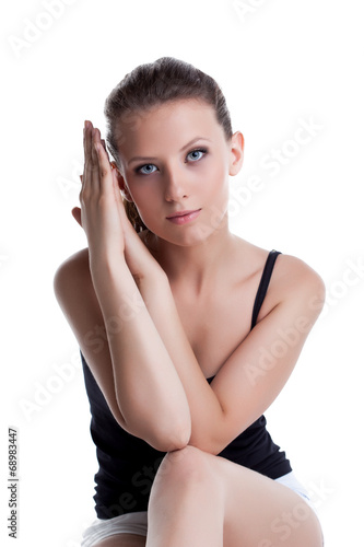 Portrait of charming young woman with healthy skin