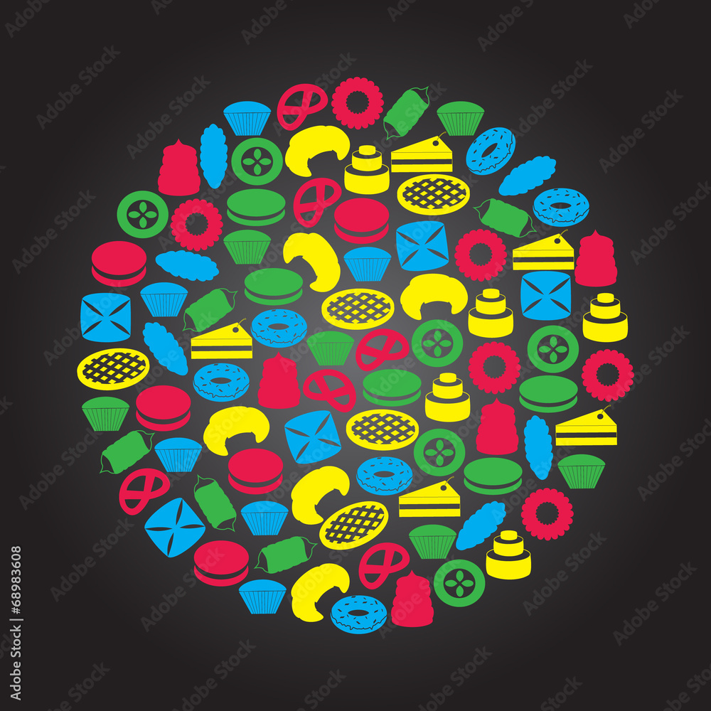 sweet desserts color icons in circle eps10 sweet desserts color icons in circle eps10