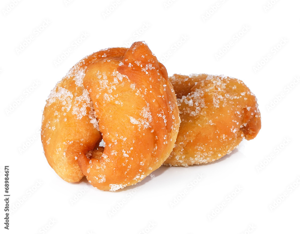 Mini sugar coated doughnuts isolated on white Mini sugar coated doughnuts isolated on white